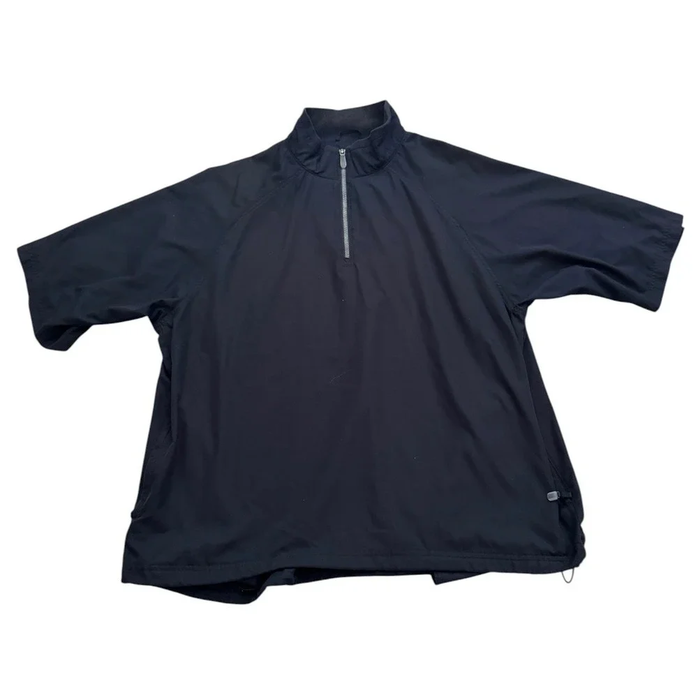 Adidas Mens XL Black Short Sleeve Quarter Zip Windbreaker Pullover AI4003